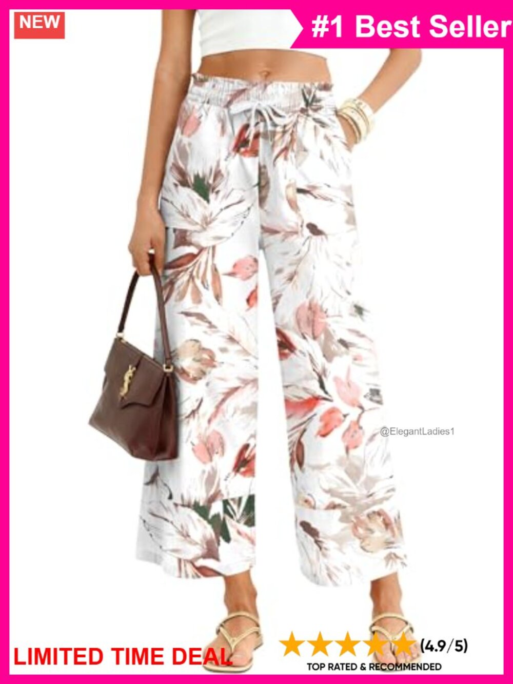 Wide Leg Palazzo Pants Drawstring High Rise Flowy Pockets Beach Casual